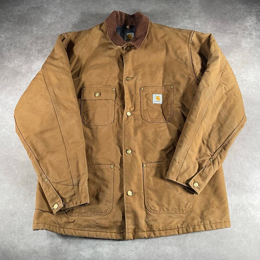 90’s Y2K Carhartt Blanket Lined Canvas Barn Chore Jacket XL C01 BRN Workwear